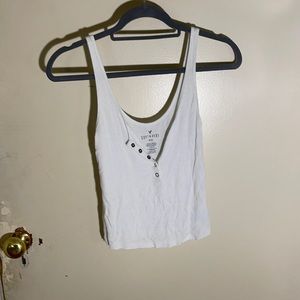 AE button ribbed tank top